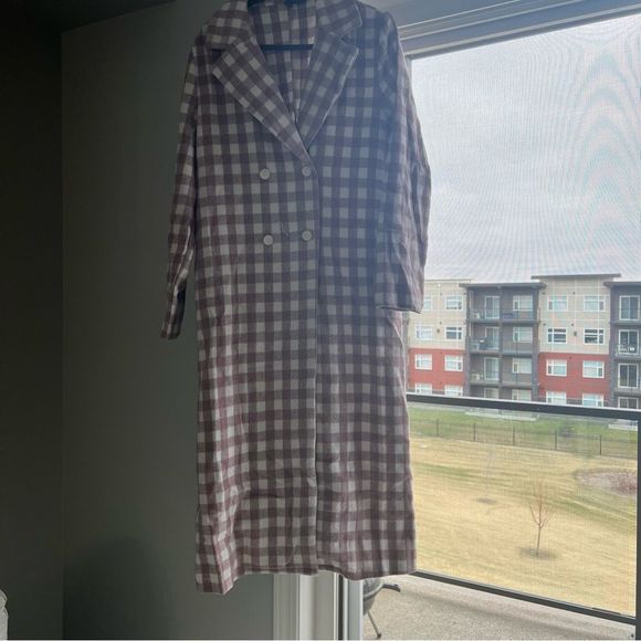 NWT shein Gingham women coat, jacket, size XS, NWT, lilac and beige - Picture 3 of 9